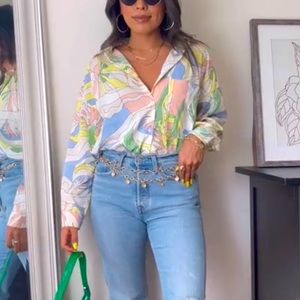 Colorful button down blouse